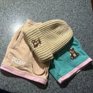 Dream patchwork shorts and beanie bundle